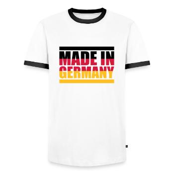 Made in Germany - Men's Ringer Shirt - white/black - Front - AI Model Female 172 light (172cm) & AI Model Male 178 dark (178cm)