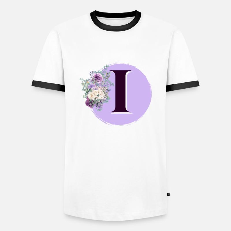 Buchstabe I Blumenkrone - Männer Kontrast-T-Shirt - Weiß/Schwarz