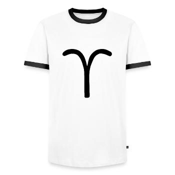 Astrologisches Symbol Aries, Widder - Männer Kontrast-T-Shirt - Weiß/Schwarz - Vorne - AI Model Female 172 light (172cm) & AI Model Male 178 dark (178cm)