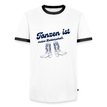 Tanzen ist meine Leidenschaft - Männer Kontrast-T-Shirt - Weiß/Schwarz - Vorne - AI Model Female 172 light (172cm) & AI Model Male 178 dark (178cm)