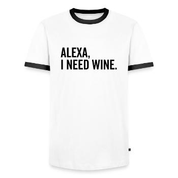 Alexa Ich brauche Wein - Männer Kontrast-T-Shirt - Weiß/Schwarz - Vorne - AI Model Female 172 light (172cm) & AI Model Male 178 dark (178cm)