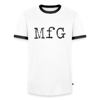 Mit freundlichen Grüßen - Männer Kontrast-T-Shirt - Weiß/Schwarz - Vorne - AI Model Female 172 light (172cm) & AI Model Male 178 dark (178cm)