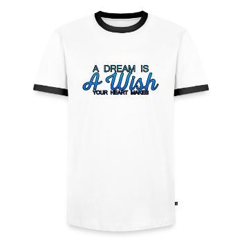 A Dream Is A Wish Your Heart Makes 7 - Men's Ringer Shirt - white/black - Front - AI Model Female 172 light (172cm) & AI Model Male 178 dark (178cm)