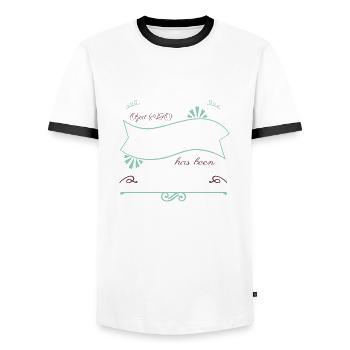 Dictons d’humour de science-fiction - T-shirt contrasté Homme - blanc/noir - Devant - AI Model Female 172 light (172cm) & AI Model Male 178 dark (178cm)
