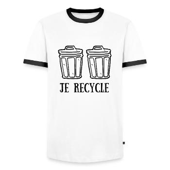 JE RECYCLE - VIVE LES POUBELLES - T-shirt contrasté Homme - blanc/noir - Devant - AI Model Female 172 light (172cm) & AI Model Male 178 dark (178cm)