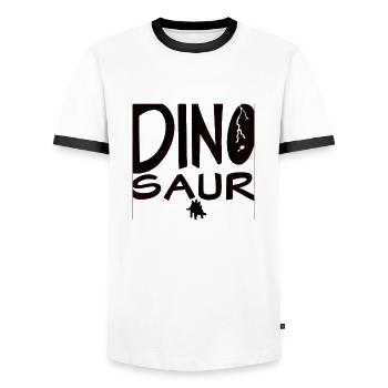 DINO SAUR Font - Männer Kontrast-T-Shirt - Weiß/Schwarz - Vorne - AI Model Female 172 light (172cm) & AI Model Male 178 dark (178cm)