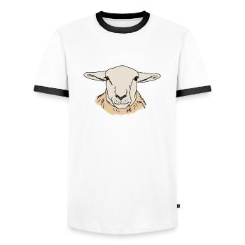 Sheep head - Men's Ringer Shirt - white/black - Front - AI Model Female 172 light (172cm) & AI Model Male 178 dark (178cm)