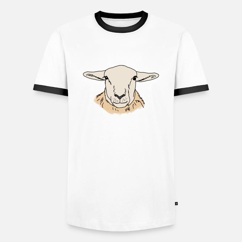 Sheep head - Men's Ringer Shirt - white/black