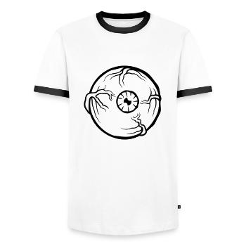 Horror eye large pupil - Men's Ringer Shirt - white/black - Front - AI Model Female 172 light (172cm) & AI Model Male 178 dark (178cm)