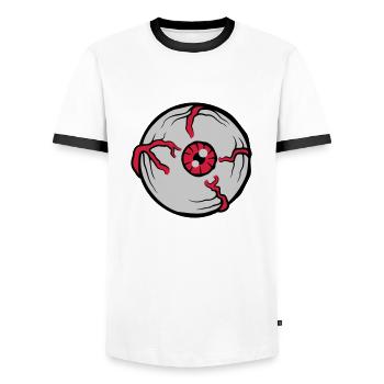 Big Crazy Horror Eye - Men's Ringer Shirt - white/black - Front - AI Model Female 172 light (172cm) & AI Model Male 178 dark (178cm)