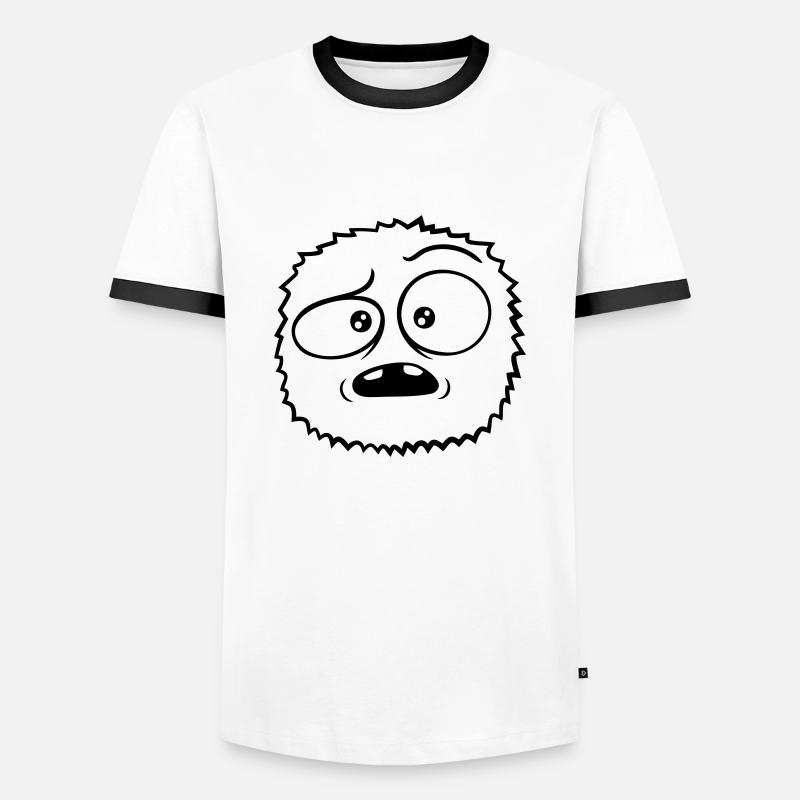 Skeptical face hairy monster - Men's Ringer Shirt - white/black