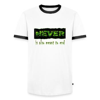 Never Green - T-shirt contrasté Homme - blanc/noir - Devant - AI Model Female 172 light (172cm) & AI Model Male 178 dark (178cm)