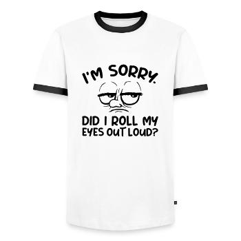 Roll My Eyes Out - Männer Kontrast-T-Shirt - Weiß/Schwarz - Vorne - AI Model Female 172 light (172cm) & AI Model Male 178 dark (178cm)