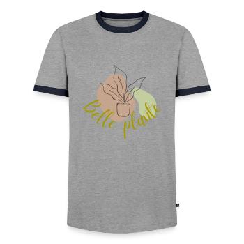 Beautiful plant| Women's gift - Men's Ringer Shirt - grey/navy  - Front - AI Model Female 172 light (172cm) & AI Model Male 178 light (178cm)