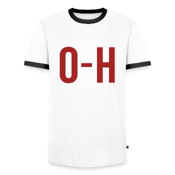 O-H - Men's Ringer Shirt - white/black - Front - AI Model Female 172 light (172cm) & AI Model Male 178 dark (178cm)