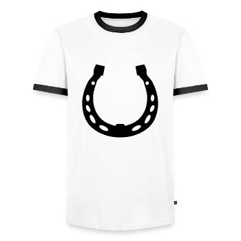 Horseshoe Horses Lucky Symbol Luck Vector - Men's Ringer Shirt - white/black - Front - AI Model Female 172 light (172cm) & AI Model Male 178 dark (178cm)