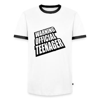 avertissement citation officielle d’adolescent - T-shirt contrasté Homme - blanc/noir - Devant - AI Model Female 172 light (172cm) & AI Model Male 178 dark (178cm)