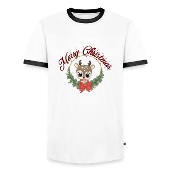 sweet reindeer Christmas Rudolf Merry Christmas - Men's Ringer Shirt - white/black - Front - AI Model Female 172 light (172cm) & AI Model Male 178 dark (178cm)