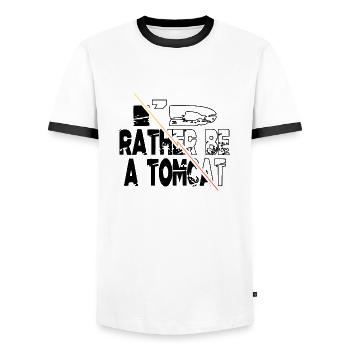 funny persian cat cat face tshirts - Männer Kontrast-T-Shirt - Weiß/Schwarz - Vorne - AI Model Female 172 light (172cm) & AI Model Male 178 dark (178cm)