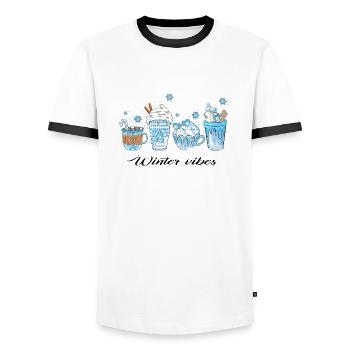 Winter Vibes - Men's Ringer Shirt - white/black - Front - AI Model Female 172 light (172cm) & AI Model Male 178 dark (178cm)