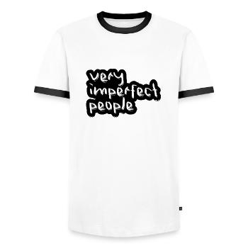 Personnes très imparfaites - T-shirt contrasté Homme - blanc/noir - Devant - AI Model Female 172 light (172cm) & AI Model Male 178 dark (178cm)