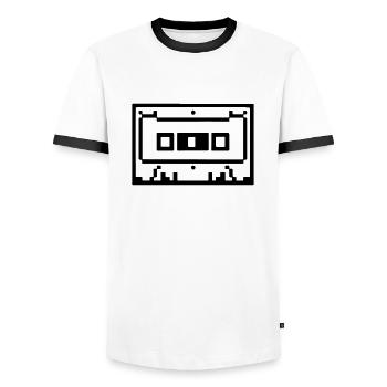 Cassette Idée cadeau rétro pixélisée - T-shirt contrasté Homme - blanc/noir - Devant - AI Model Female 172 light (172cm) & AI Model Male 178 dark (178cm)