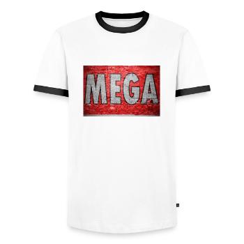 Mega Brick Wall Graffiti - Men's Ringer Shirt - white/black - Front - AI Model Female 172 light (172cm) & AI Model Male 178 dark (178cm)