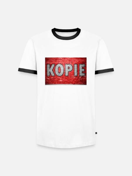 Kopie Ziegelsteinmauer Graffiti - Männer Kontrast-T-Shirt - Weiß/Schwarz