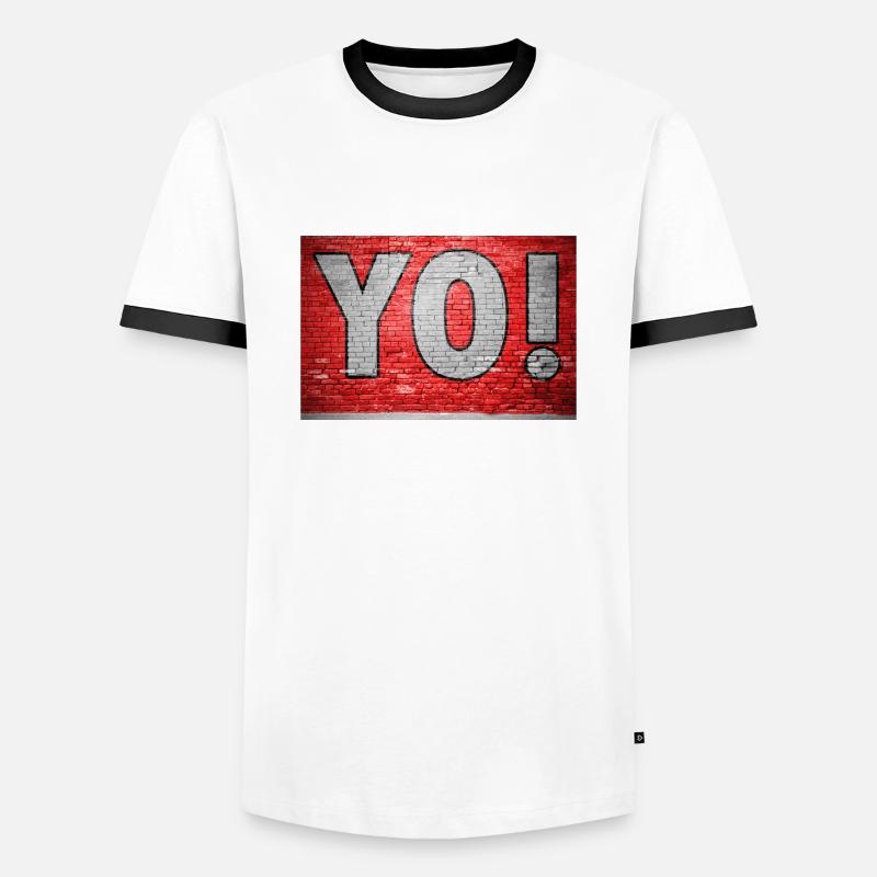 Yo! Brick Wall Graffiti - Men's Ringer Shirt - white/black