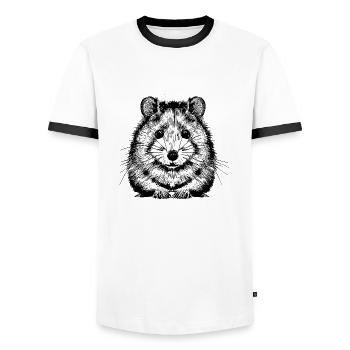 Hamster mignon animal rongeur animaux drôle animal 7 - T-shirt contrasté Homme - blanc/noir - Devant - AI Model Female 172 light (172cm) & AI Model Male 178 dark (178cm)