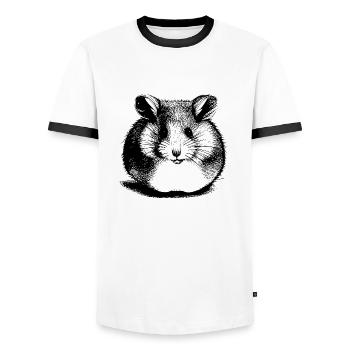 Hamster mignon animal rongeur animaux drôle animal 11 - T-shirt contrasté Homme - blanc/noir - Devant - AI Model Female 172 light (172cm) & AI Model Male 178 dark (178cm)