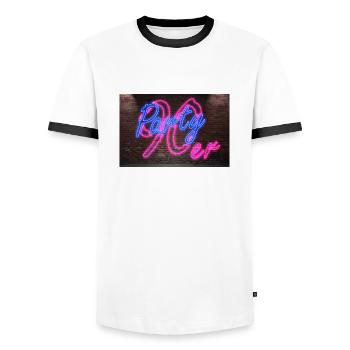 Neon Neon Signs 90s Party - Men's Ringer Shirt - white/black - Front - AI Model Female 172 light (172cm) & AI Model Male 178 dark (178cm)