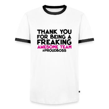 Thank You For Being A Freaking Awesome Team 1 - Männer Kontrast-T-Shirt - Weiß/Schwarz - Vorne - AI Model Female 172 light (172cm) & AI Model Male 178 dark (178cm)