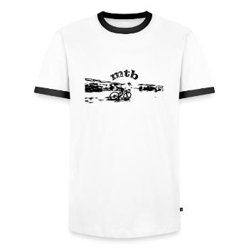 MTB MTB bike BMX - Männer Kontrast-T-Shirt - Weiß/Schwarz - Vorne - AI Model Female 172 light (172cm) & AI Model Male 178 dark (178cm)