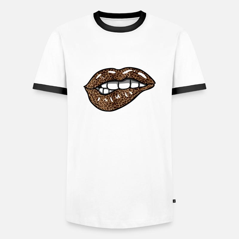 Leopard Lips - Men's Ringer Shirt - white/black