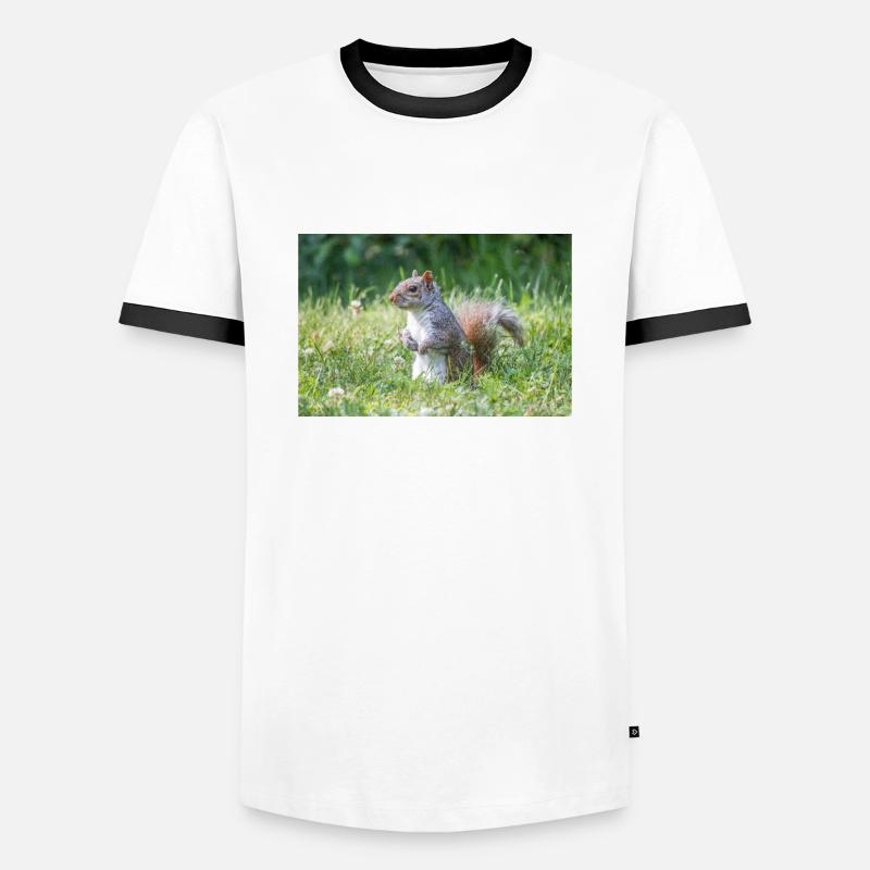 stehendes Grauhörnchen (Sciurus carolinensis) grey - Männer Kontrast-T-Shirt - Weiß/Schwarz