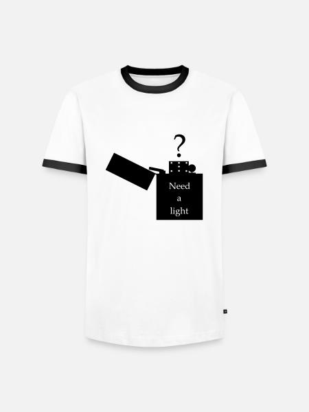 Lighter - picture with lettering - Men's Ringer Shirt - white/black