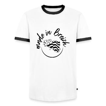 made in breizh - T-shirt contrasté Homme - blanc/noir - Devant - AI Model Female 172 light (172cm) & AI Model Male 178 dark (178cm)