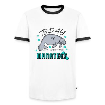 Manatee - Manatee Saying - Men's Ringer Shirt - white/black - Front - AI Model Female 172 light (172cm) & AI Model Male 178 dark (178cm)