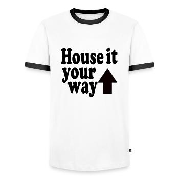 House It Your Way Arrow Black - Men's Ringer Shirt - white/black - Front - AI Model Female 172 light (172cm) & AI Model Male 178 dark (178cm)
