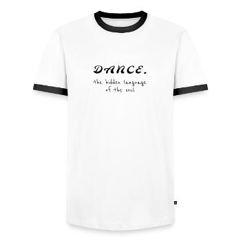 Dance - The Hidden Language of the Soul, T-Shirt - Men's Ringer Shirt - white/black - Front - AI Model Female 172 light (172cm) & AI Model Male 178 dark (178cm)
