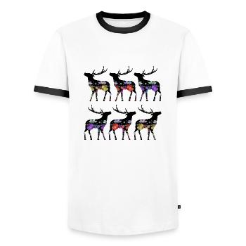 Hirsch - Männer Kontrast-T-Shirt - Weiß/Schwarz - Vorne - AI Model Female 172 light (172cm) & AI Model Male 178 dark (178cm)