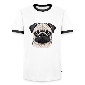Mops - Männer Kontrast-T-Shirt - Weiß/Schwarz - Vorne - AI Model Female 172 light (172cm) & AI Model Male 178 dark (178cm)