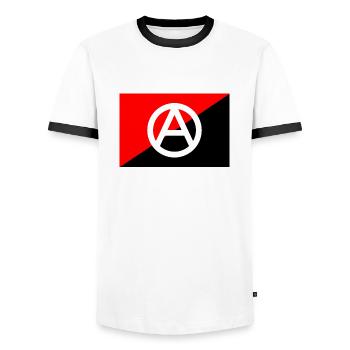 Anarchie - Männer Kontrast-T-Shirt - Weiß/Schwarz - Vorne - AI Model Female 172 light (172cm) & AI Model Male 178 dark (178cm)