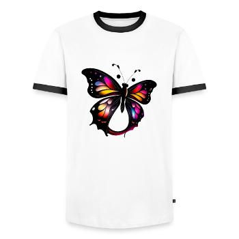 Butterfly - Men's Ringer Shirt - white/black - Front - AI Model Female 172 light (172cm) & AI Model Male 178 dark (178cm)