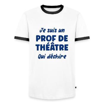 Je suis un prof de théâtre - T-shirt contrasté Homme - blanc/noir - Devant - AI Model Female 172 light (172cm) & AI Model Male 178 dark (178cm)