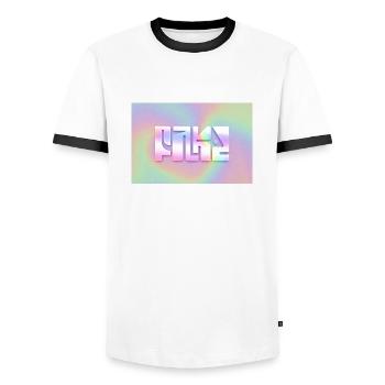 Fake - Men's Ringer Shirt - white/black - Front - AI Model Female 172 light (172cm) & AI Model Male 178 dark (178cm)