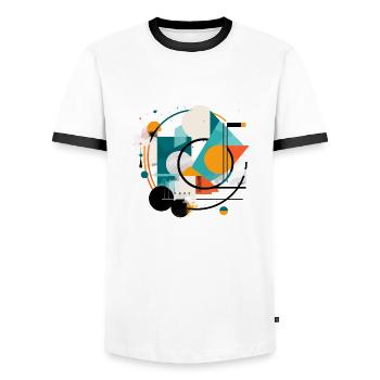 Abstract geometric design - Men's Ringer Shirt - white/black - Front - AI Model Female 172 light (172cm) & AI Model Male 178 dark (178cm)