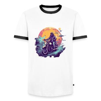 Rocker Biker Chopper - Männer Kontrast-T-Shirt - Weiß/Schwarz - Vorne - AI Model Female 172 light (172cm) & AI Model Male 178 dark (178cm)