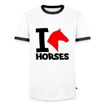 i love horses 2 2 - Männer Kontrast-T-Shirt - Weiß/Schwarz - Vorne - AI Model Female 172 light (172cm) & AI Model Male 178 dark (178cm)